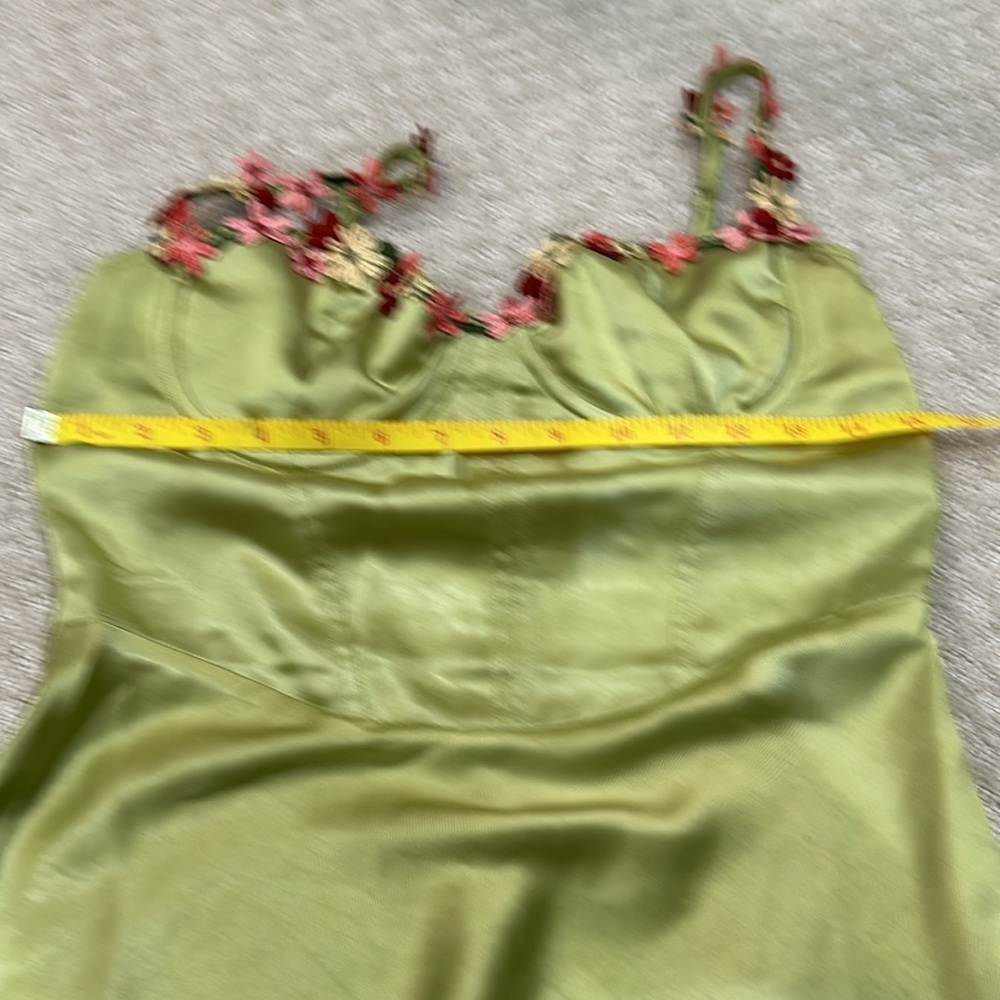 White Fox Green Satin & Embroidered Dress - Picture 10 of 13
